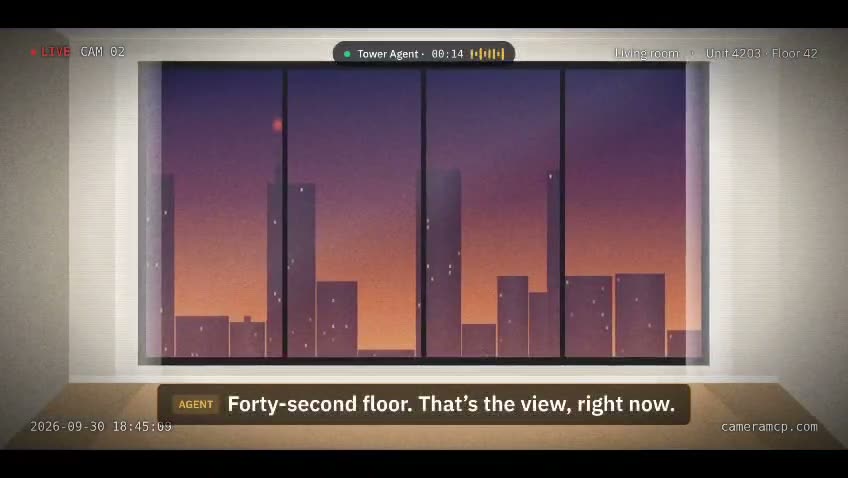 A live camera inside the apartment: the view from the forty-second floor.